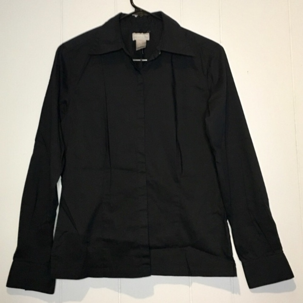 Liz Claiborne black button up dress shirt EUC